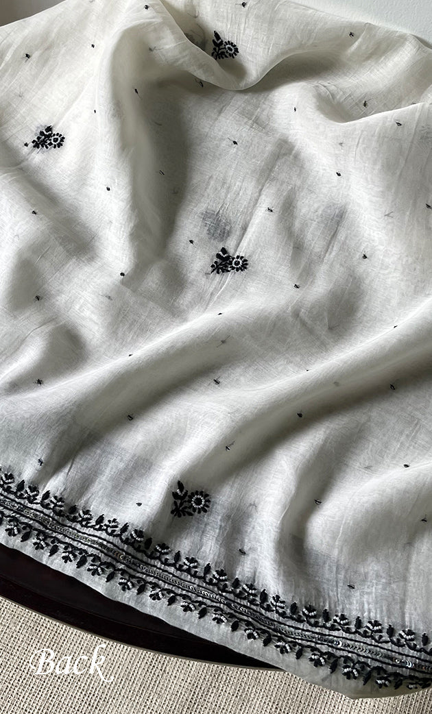 Women's Lakhnavi Handcrafted Mul Chanderi Unstitched Kurta And Dupatta Set- HONC0321263