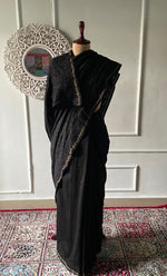 Load image into Gallery viewer, Women's Lakhnavi Handcrafted Chanderi Silk Chikankari Saree - HONC0340413