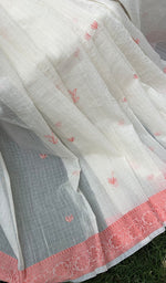 Load image into Gallery viewer, Women&#39;s Lakhnavi Handcrafted Chanderi silk Chikankari Saree - HONC0281266

