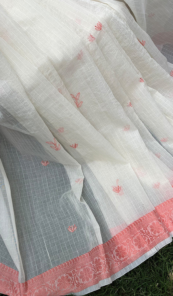 Women's Lakhnavi Handcrafted Chanderi silk Chikankari Saree - HONC0281266