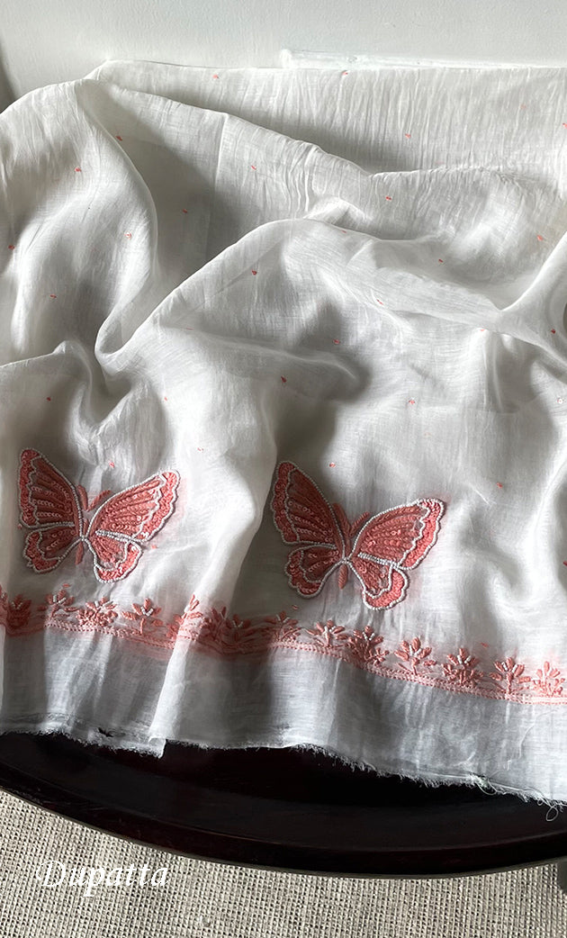 Titlee Women's Lakhnavi Handcrafted Unstitched Mul Chanderi Kurta And Dupatta Set - HONC0304156