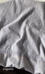 将图像加载到图库查看器中， Women&#39;s Lakhnavi Handcrafted Mul Chanderi Semi - Stitched Kurta And Dupatta Set - HONC0300832
