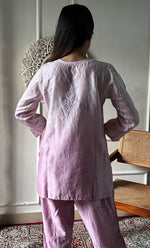 Load image into Gallery viewer, Imara Women's Lakhnavi Handcrafted Chanderi Silk Chikankari Top And Pant Set - HONC0340441