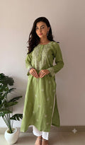 Prisha Women's Lakhnavi Handcrafted Cotton Chikankari Kurti - HONC066666