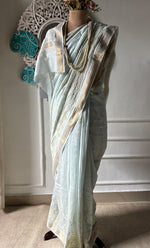 将图像加载到图库查看器中， Women&#39;s Lakhnavi Handcrafted Chanderi Silk  Chikankari Saree - HONC0312050
