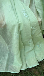 Load image into Gallery viewer, Women&#39;s Lakhnavi Handcrafted Mul Chanderi Chikankari Saree - HONC0259130
