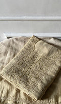 Pravya Women's Lakhnavi Handcrafted Muslin Unstitched Chikankari Full Suit - HONC0344388