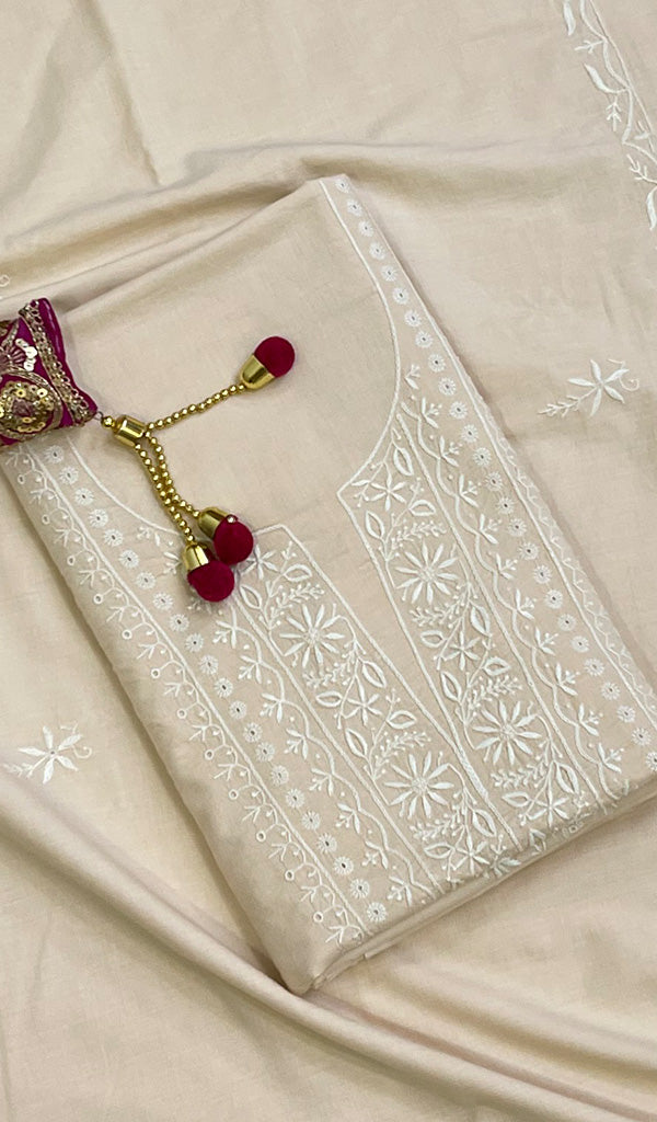 Women's Lakhnavi Handcrafted Cotton Chikankari Kurta And Dupatta Set- HONC0113313
