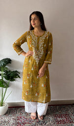 Women's Lakhnavi Handcrafted Kota Cotton Chikankari Kurti - HONC033361