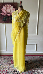 将图像加载到图库查看器中， Women's Lucknowi Handcrafted Faux-Georgette Chikankari Saree - HONC0311920
