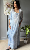 Rabia Women's Lucknowi Handcrafted Mul chanderi Chikankari Kaftan - HONC0305550