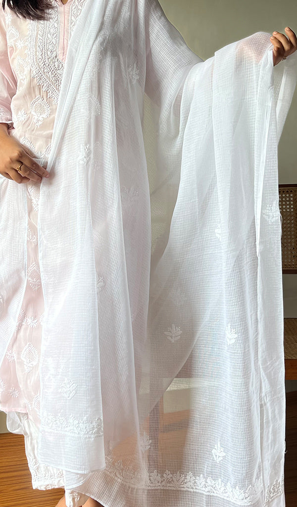 Women's Lucknowi Handcrafted Kota Cotton Chikankari Dupatta - HONC0272743