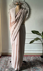 将图像加载到图库查看器中， Women's Lakhnavi Handcrafted Viscose Georgette Chikankari Saree - HONC0317907