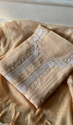 Load image into Gallery viewer, Jazba Women's Lakhnavi Handcrafted Mul Chanderi UnStitched Kurta And Dupatta Set - HONC0370207