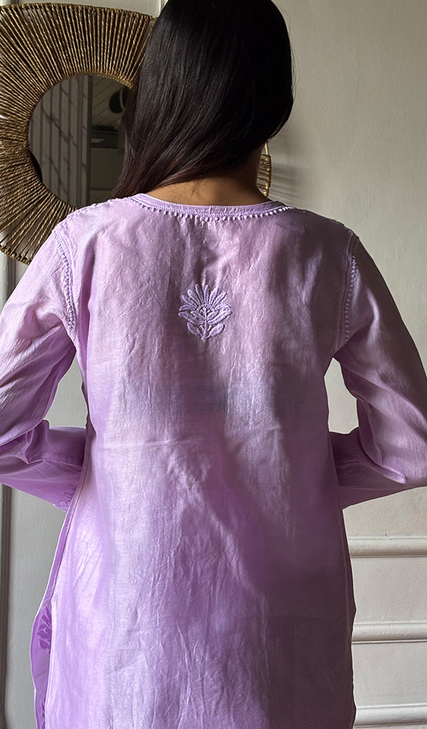 Riddhi Women's Lakhnavi Handcrafted Chanderi Silk Chikankari Top And Pant Set - HONC03607280
