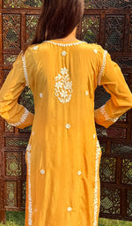 Load image into Gallery viewer, Asma Women&#39;s Lucknowi Handcrafted Crepe Chikankari Kurti- HONC0168759
