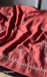 Load image into Gallery viewer, Women&#39;s Lakhnavi Handcrafted Chanderi Silk Semi - Stitched Kurta And Dupatta Set - HONC0308700
