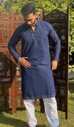 Load image into Gallery viewer, Men&#39;s Faux-Georgette Hakoba Kurta - HONC0261827
