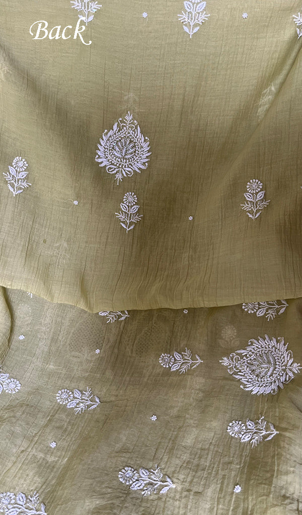Women's Lakhnavi Handcrafted Mul Chanderi UnStitched Kurta And Dupatta Set - HONC0374449