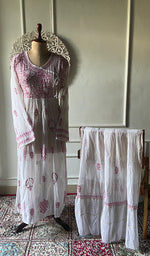Load image into Gallery viewer, Women's Lakhnavi Handcrafted Mul Chanderi Semi - Stitched Angrakha And Dupatta Set - HONC0255359
