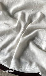 Load image into Gallery viewer, Women's Lakhnavi Handcrafted Unstitched Mul Chanderi Kurta And Dupatta Set - HONC0324844