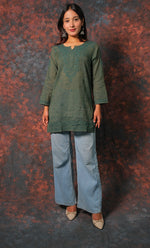 Load image into Gallery viewer, Women&#39;s Lakhnavi Handcrafted Cotton Chikankari Top - HONC0331500
