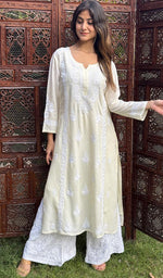 Load image into Gallery viewer, Rusdha Women&#39;s Lucknowi Handcrafted Modal Cotton Chikankari Kurti - HONC0213704
