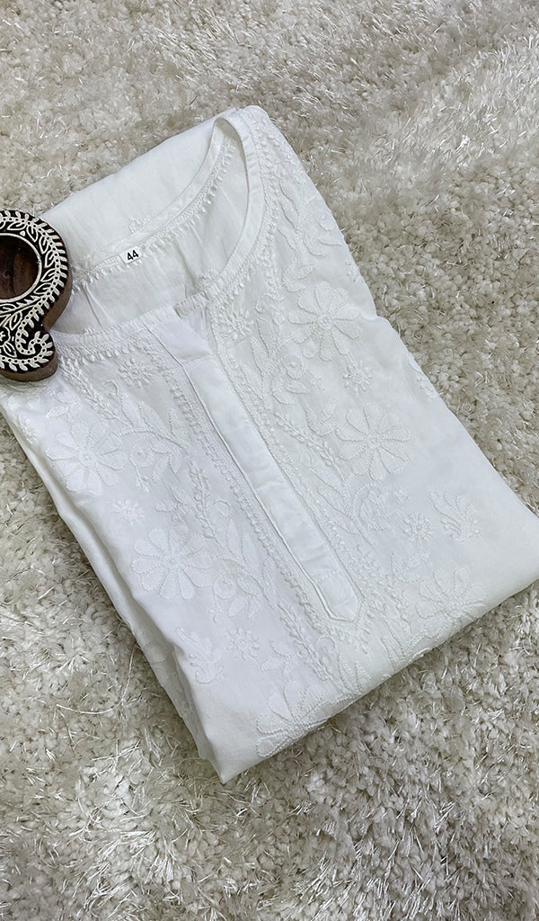 Women's Lucknowi Handcrafted Mul Cotton Chikankari Kurti- HONC0154921