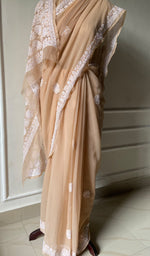 Load image into Gallery viewer, Women&#39;s Lakhnavi Handcrafted Faux-Georgette Chikankari Saree - HONC0228984
