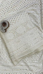 Load image into Gallery viewer, Women&#39;s Lakhnavi Handcrafted Bridal Pure Silk Georgette Chikankari Lehenga Set - HONC0127393
