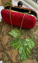 将图像加载到图库查看器中， Red Chikankari Embroidered Clutch with Black Stone Knob - HONC0232410
