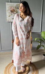 Load image into Gallery viewer, Women&#39;s Lucknowi Handcrafted Cotton Chikankari Kurti - HONC0271357
