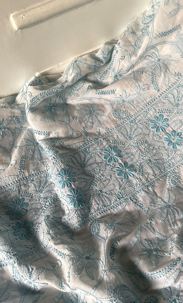 Women's Lakhnavi Handcrafted Modal Cotton Chikankari Unstitched Kurti Fabric - HONC0325224