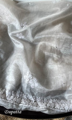 Load image into Gallery viewer, Women&#39;s Lakhnavi Handcrafted Organza Chikankari Unstitched Full Suit Material - HONC0284619
