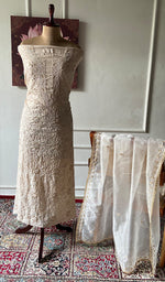 Women's Lakhnavi Handcrafted Tussar Silk Chikankari Kurta And Organza Dupatta Set - HONC0332849