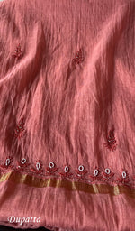 Load image into Gallery viewer, Women's Lucknowi Handcrafted Chanderi Silk Chikankari Full Suit Material - HONC0260950