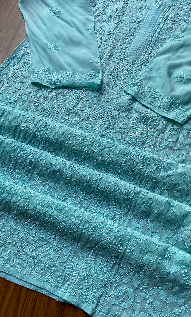 Turquoise Lucknowi Chikankari kurtas