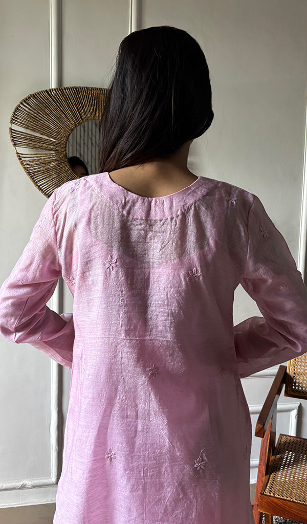 Women's Lakhnavi Handcrafted Muslin Chikankari Kurti - HONC02647660