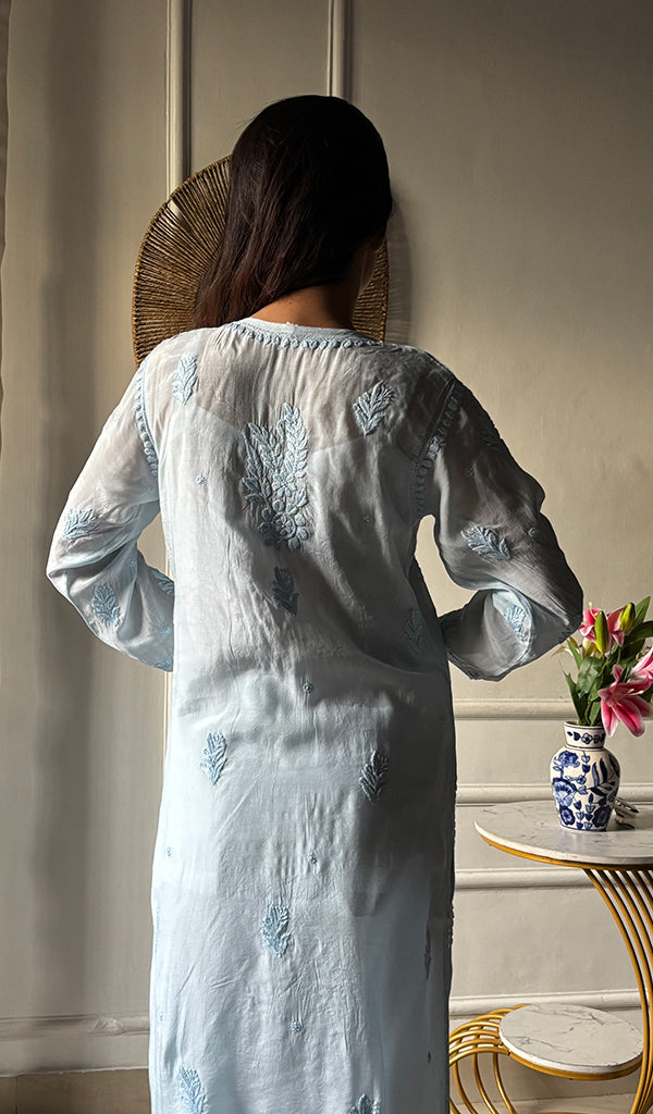 Women's Lakhnavi Handcrafted Muslin Chikankari Kurti - HONC0337465