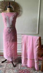 Load image into Gallery viewer, Women's Lakhnavi Handcrafted Mul Chanderi Unstitched Chikankari Full Suit Material - HONC0362598