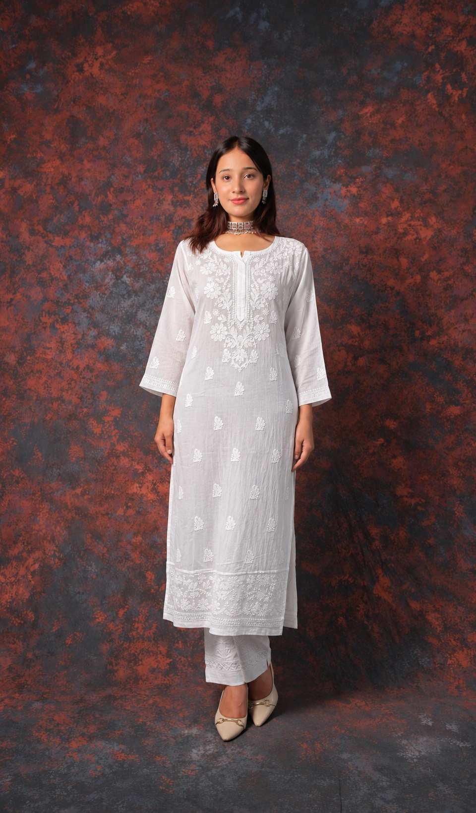Women's Lucknowi Handcrafted Cotton Chikankari Kurti - HONC0105869