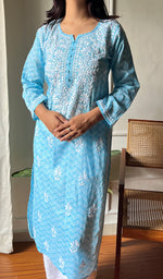 Load image into Gallery viewer, Women&#39;s Lucknowi Handcrafted Cotton Chikankari Kurti - HONC0290245
