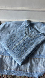 Load image into Gallery viewer, Women's Lakhnavi Handcrafted Mul Chanderi Semi - Stitched Chikankari Full Suit Material - HONC0359801