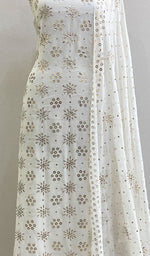 将图像加载到图库查看器中， Women&#39;s Lakhnavi Handcrafted Pure Silk Georgette Chikankari Kurta And Dupatta Set - HONC0222237
