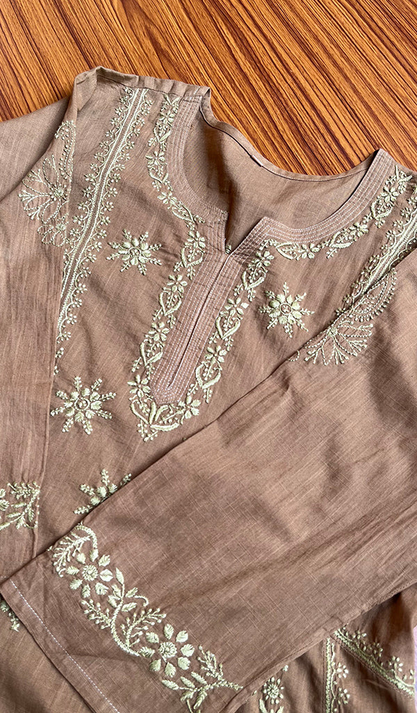 Women's Lucknowi Handcrafted  Cotton Chikankari Kurti - HONC0301083