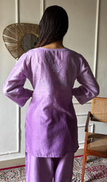 Load image into Gallery viewer, Riddhi Women's Lakhnavi Handcrafted Chanderi Silk Chikankari Top And Pant Set - HONC0264760