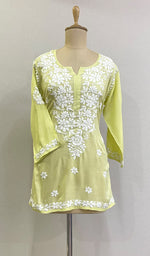 将图像加载到图库查看器中， Women&#39;s Lakhnavi Handcrafted Modal Cotton Chikankari Top - HONC0167492
