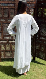 Load image into Gallery viewer, Women&#39;s Lucknowi Handcrafted Muslin Chikankari Kurti - HONC0202141
