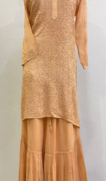 将图像加载到图库查看器中， Women&#39;s Lucknowi Handcrafted Viscose Georgette Chikankari Kurta Gharara Set - HONC0195682
