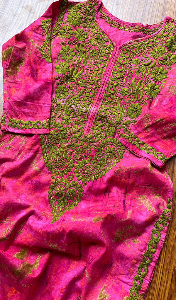 Women's Lakhnavi Handcrafted Cotton Chikankari Kurti - NC5740